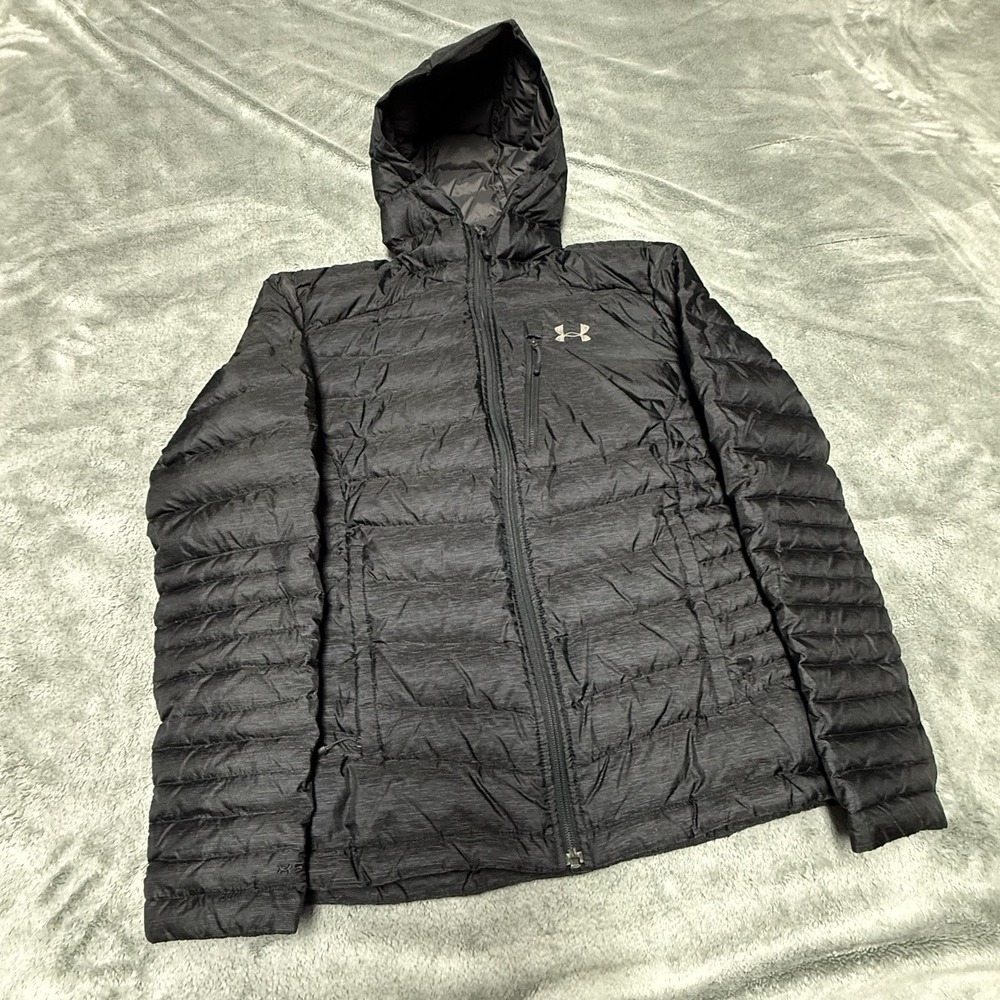 Under Armour Coldgear Fitted Hooded Puffer Jacket Men's Small Black Gorpcore